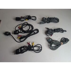 Mixed Lot Of 7 Xbox 360 Composite AV Cable RCA And VGA Cables Black And Gray